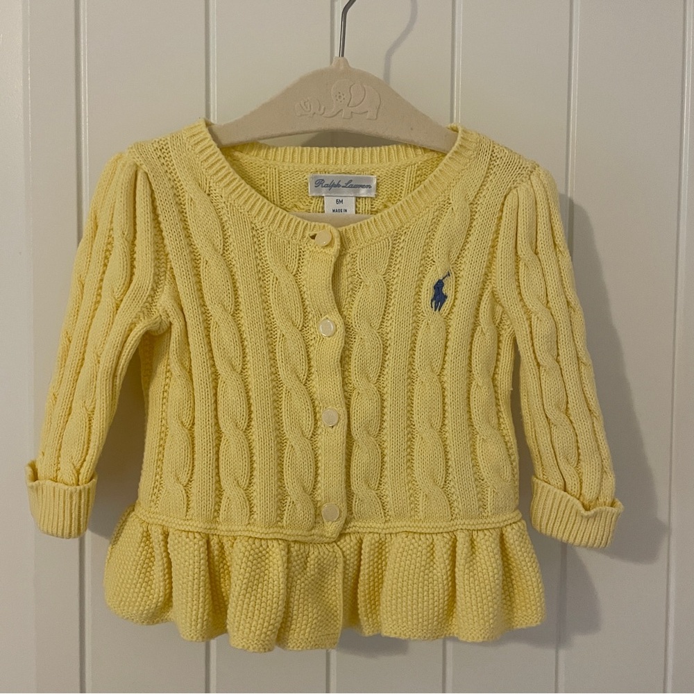Ralph Lauren Baby Girl Cardigan; 6 months; yellow